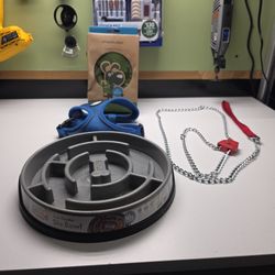 4 Pieces Medium Size Dog Items, Chain, Harness,  Waste Bags And Feeder Slow Bowl.