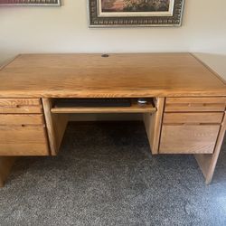 Golden Oak Dual Pedestal Desk