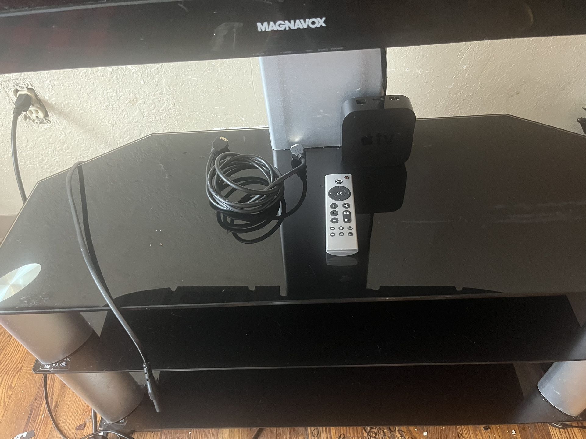 Tv Stand With Apple Tv And All The Cords With Tv