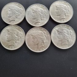 Silver coins Peace Dollars