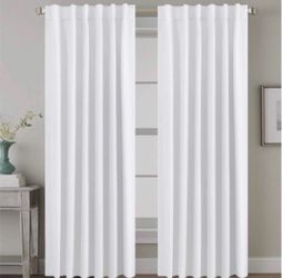 New H.VERSAILTEX White Curtains Window Treatment Panels 52 × 96in