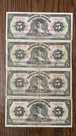 (4) 5 Pesos Mexicanos $100.00  CASH, TEXT FOR PRICES. 