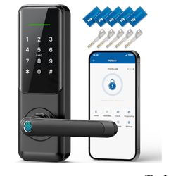 Fingerprint Smart Door Lock with Handle: Keyless Entry Keypad Lock for Front Door, Nyboer Electronic Digital Lock, Lockset Replacement for Exterior Do