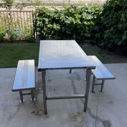 Outdoor Stainless Steel Table And Benches