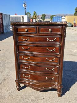 Tall Mahogany Chest of Drawers with Marble Top