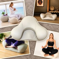 🧘🏻 Alexia Meditation Seat Yoga Ergonomic Chair Vegan Leather Off-White Light Grey