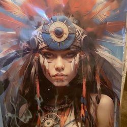 Indian Girl Framed Canvas Print For sale