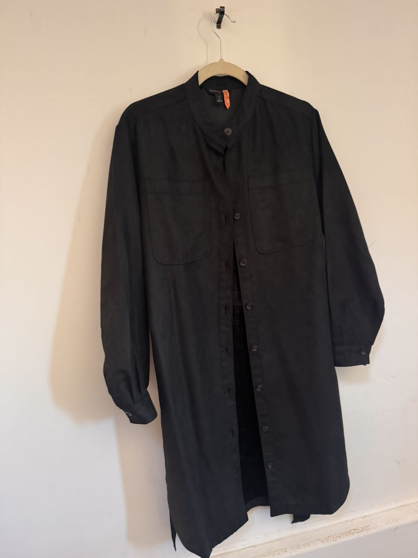 Banana Republic Women’s Black Dress Began Suede Belted Trench Coat Dress