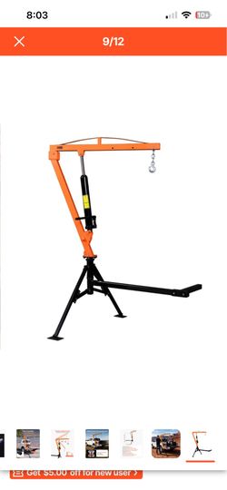 Truck Crane, 1000 lbs Pickup Hitch Crane Trailer Hitch Mounted, Manual Hydraulic with 8T