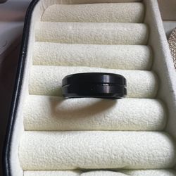 Men's Black Tungsten 8MM Grooved Comfort Fit Wedding Band by Brilliance Fine Jewelry