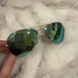 Ray-Ban Polarized Green and Gold Sunglasses