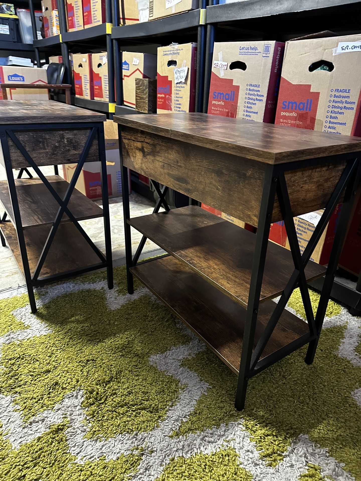 Rustic Farm style End Side Tables with Storage