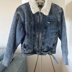 TOPSHOP Sherpa-Lined Denim Jacket 