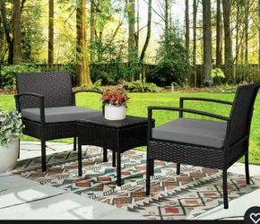 3pcs Wicker Rattan Patio Outdoor Furniture Conversation Sofa Bistro Set Garden Limited QTY✔️