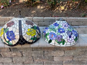 A pair of genuine stained glass light shade or lamp shade
