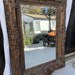 Carved Faux Wood Large Mirror