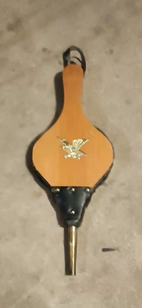 Vintage Fireplace Bellows With Brass Eagle Emblem