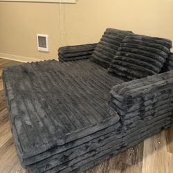 Plush Grey Chaise Couch