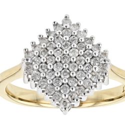 0.50CTW ROUND WHITE DIAMOND 10K YELLOW GOLD RING - Size 7