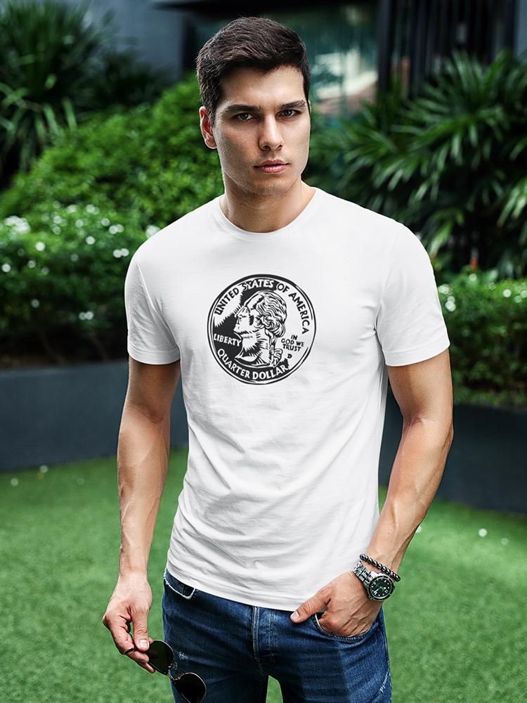 Smartprints Quarter Dollar Coin Sketch Tee Men's -Image by Shutterstock White Size 4XL