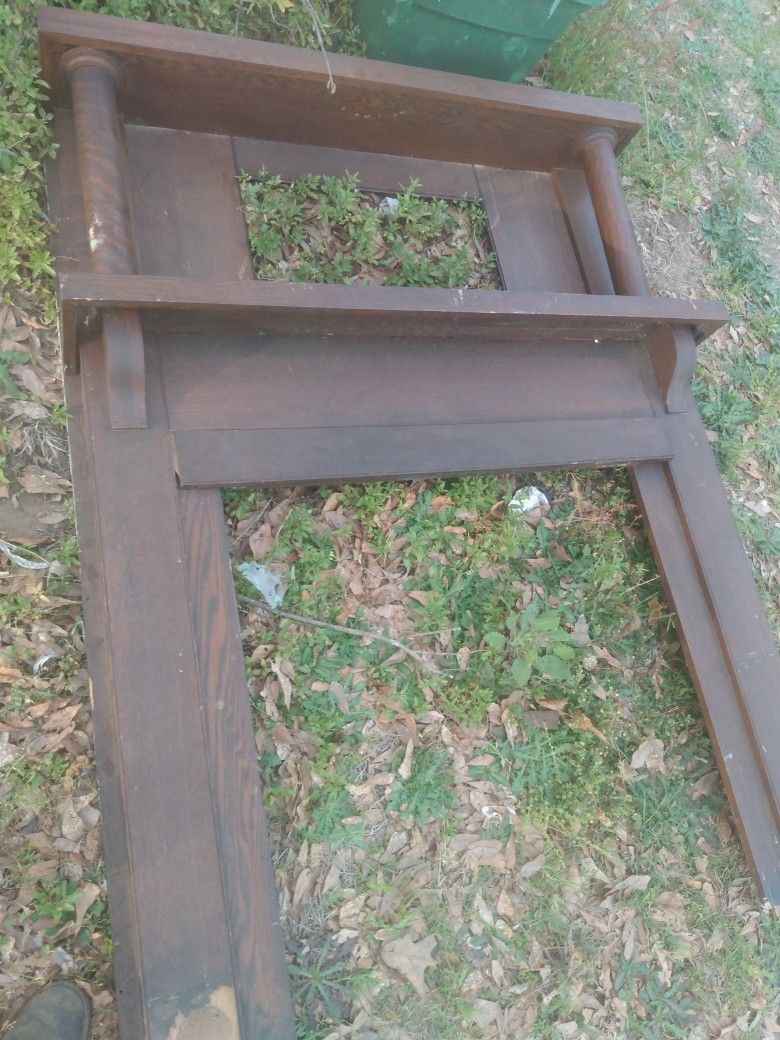 Solid Oak Vintage Fireplace Mantel