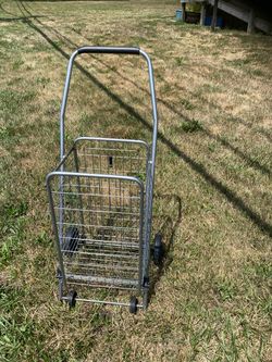 Silver Rolling Utility/Laundry/Grocery Fold Up Basket Cart