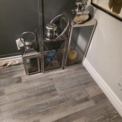 Set of 3 Mirrored Candle Holders / Lanterns