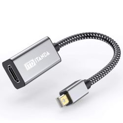 Mini DisplayPort to HDMI Adapter, ITANDA Nylon Braided, Gold-Plated MDP to HDMI Adapter for HP, ThinkPad, AMD, NVIDIA, Desktop and More - Male to Fema