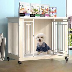 Dog House, Large Dog House, Crates for Dogs Indoor, Wooden Dog House Indoor Weatherproof for Small Medium Large Dogs (Color: White, Size: 81*53