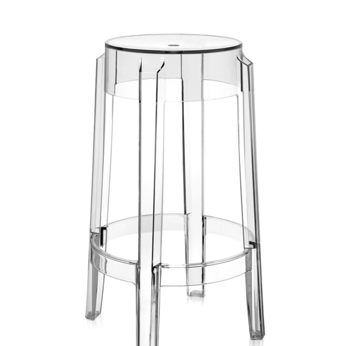 4 Clear Kartell Charles Ghost Stools by Philippe Starck