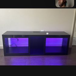 Modern TV Stand with LED Lights & Power Outlets - Fits TVs up to 60”