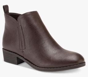 Sun & stone cadee Brown Womens Faux Leather Zipper Ankle Boots Size 8 New In Box