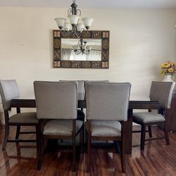 Wood Formal Dining Table and 6 Chairs 