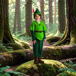 Kid's Peter Pan Inspired Classic Fairy Tale Costume, M
