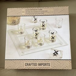 Craft Imports Tic Tac Toe Adult Party Drinking Game 9 Shot Glasses And Game Tray