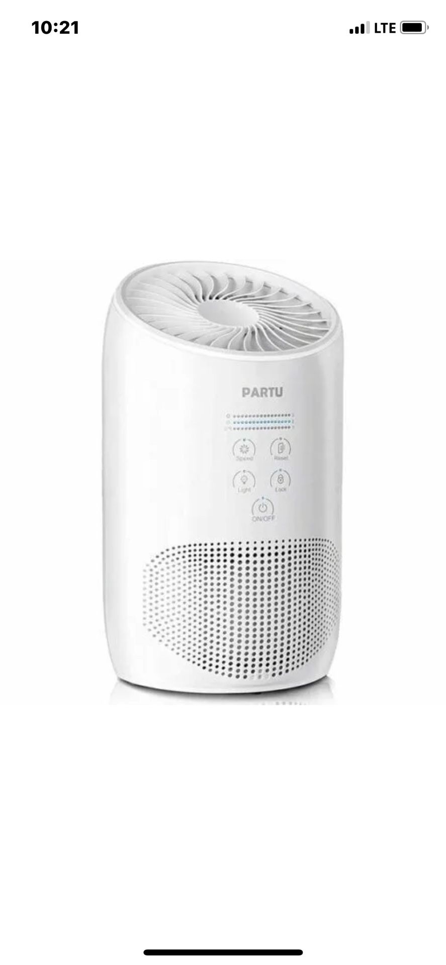 PARTU HEPA Air Purifier w/fragrance sponge, 99.9% Particle Removal - White BS-03