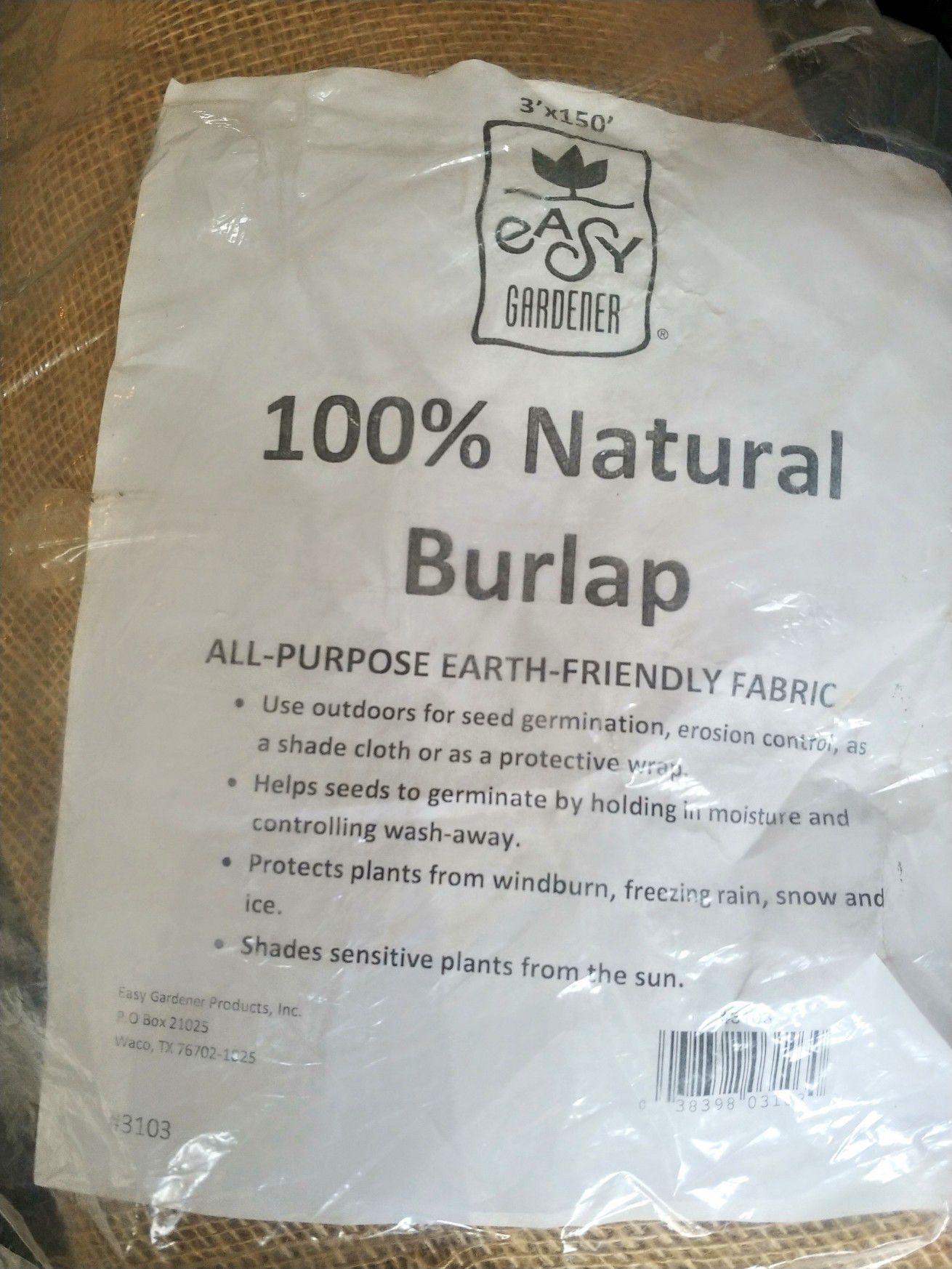 New roll 100 ft by 3 ft of burlap 100% natural