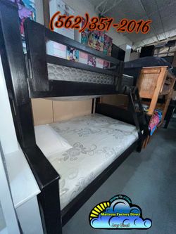 Twin XL black bunk bed with mattress Colchon single Nuevo