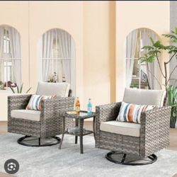 Three-piece Patio Rocking Chair Set Brand New Patio Swivel Rocking Chairs High Quality Sillas Mesadoras 🆕