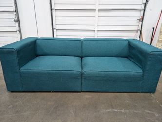 Vibrant Teal Fabric Two-Seater Sofa Section