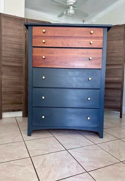 Stanley vintage refinished tall boy dresser/ chest/ drawers