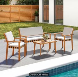 4-Piece Outdoor Patio Furniture Set Off White