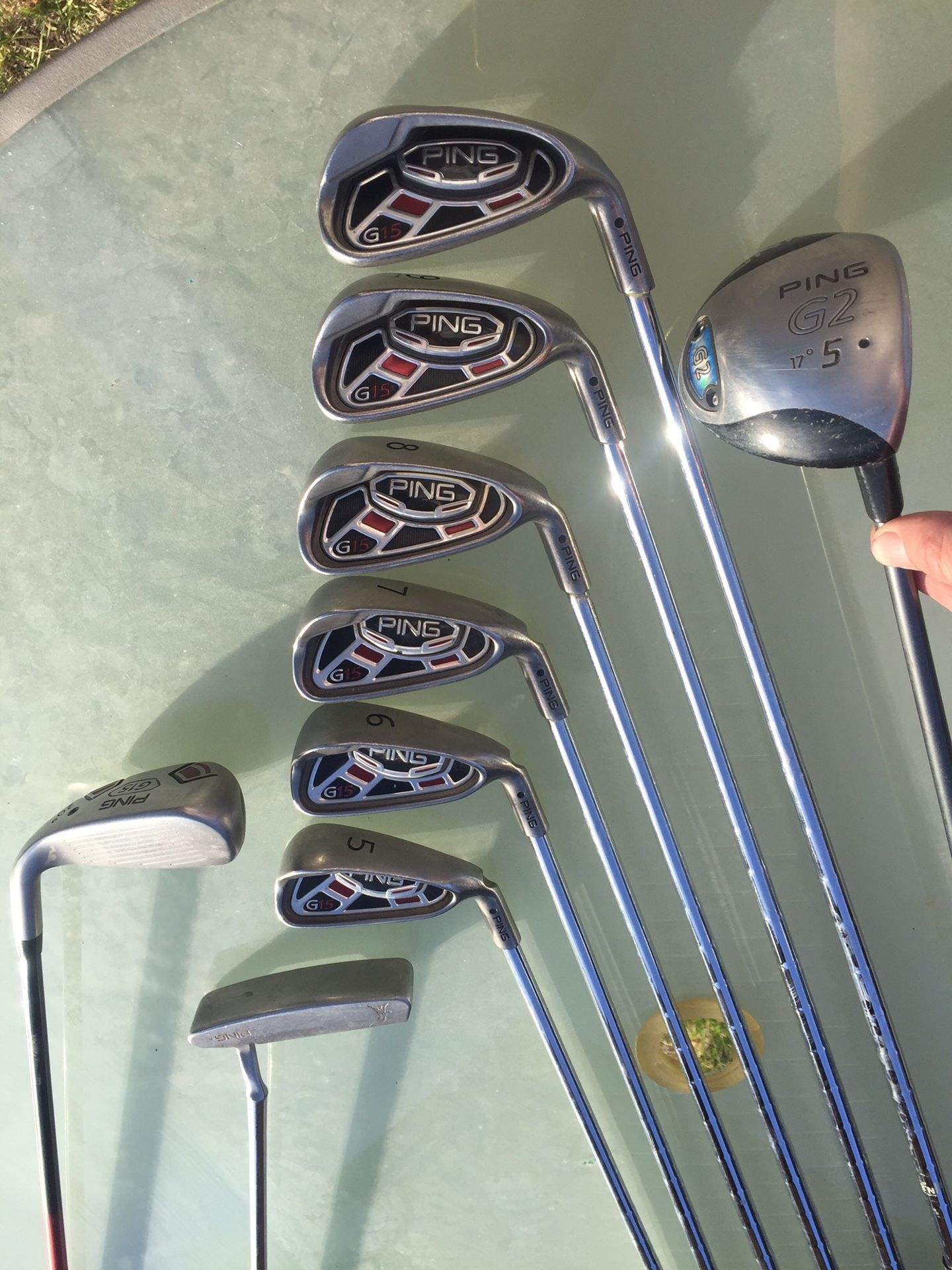 Ping Golf Club Set G15 Irons, G15 Hybrid, G2 5 Wood, Anser 4 Putter