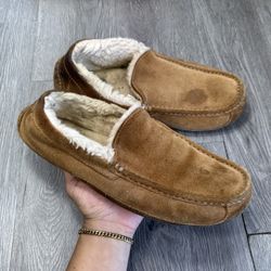 UGG Mens Ascot Slippers 1101110 Chestnut Brown Sheepskin Sz 10