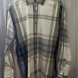 Men’s striped long sleeve Viyella button down shirt size large 