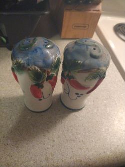 vintage red pepper salt and pepper shakers