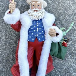 K.ADLER Fabriche' Musical Patriotic American Christmas Santa STARS & STRIPES 4th of July 