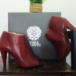 Vince Camuto Red Leather Booties 