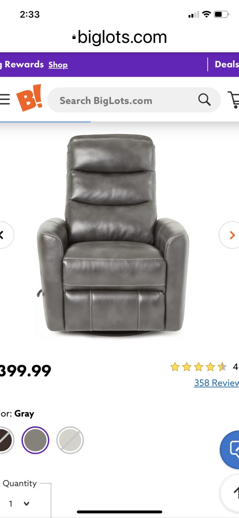 Bolero gray swivel glider recliner hotsell