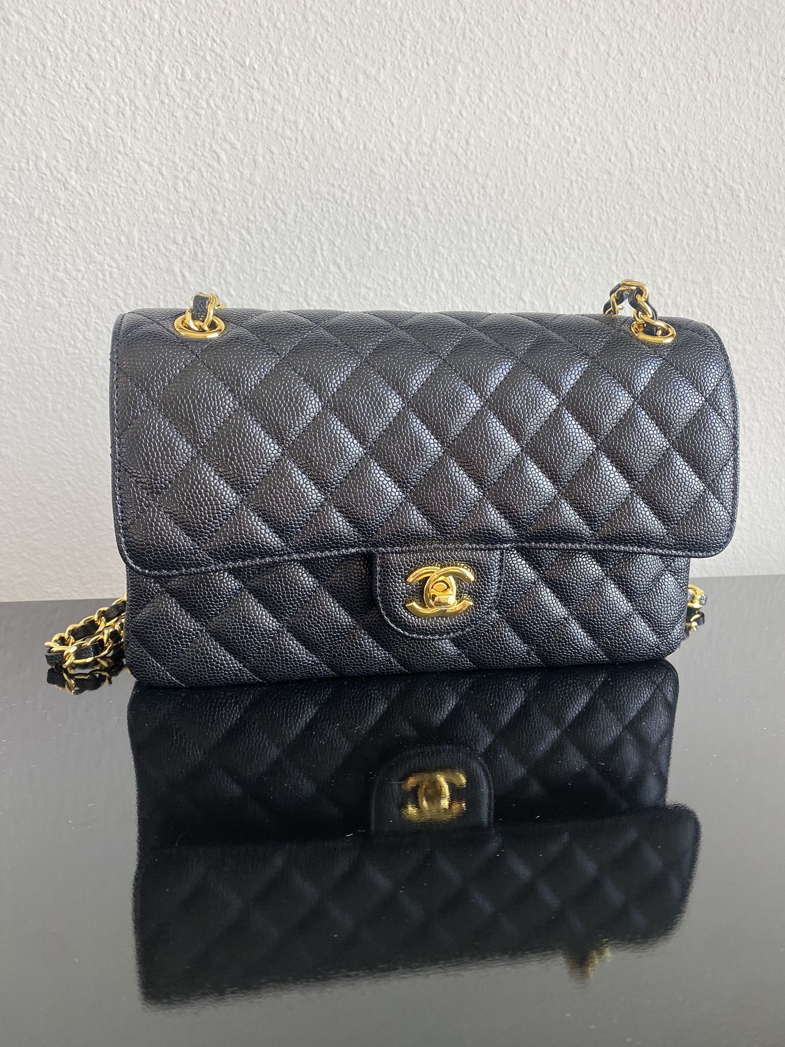 Chanel Black/Gold CC Caviar Flap Bag